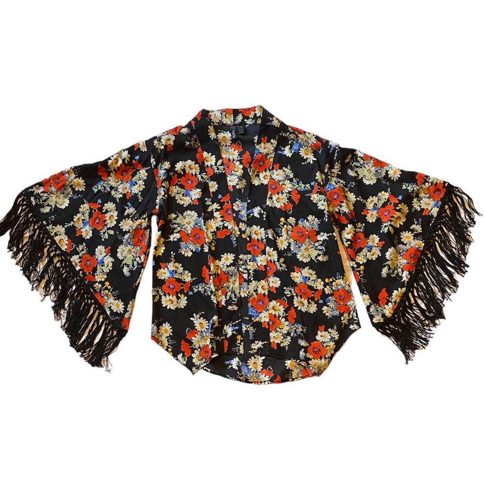 Floral kimono/jacket with tassels